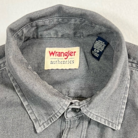 WRANGLER Men’s Authentics Long Sleeve Classic Button Down Gray Small Western - Picture 5 of 14